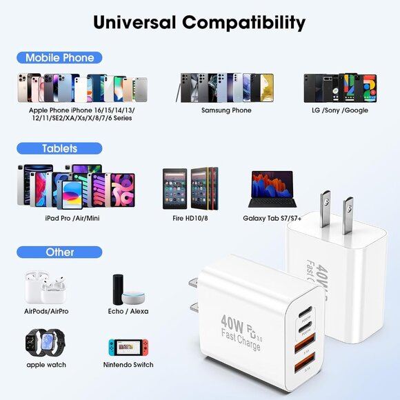 NEW 2pc Pack USB C Charger Block - Picture 10 of 11